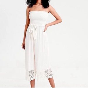 American Eagle Strapless Capri Romper w/ Lace Detail
